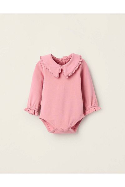 Ziddy Bodysuit with Frills for Newborn Girls, Pink