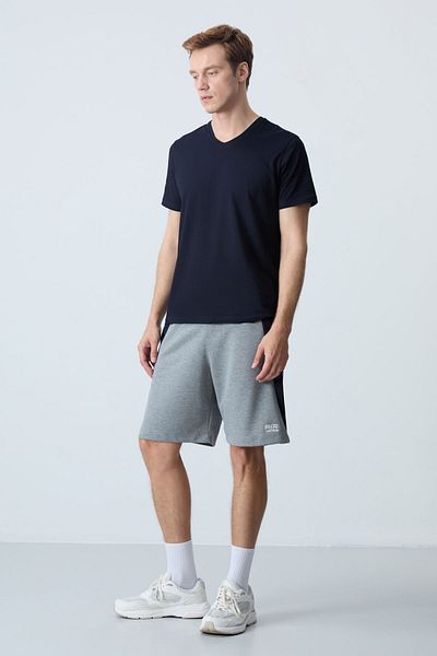 AIR JONES Ανδρικό σορτς Basic Grey Melange χοντρό μαλακό βαμβακερό - 81280