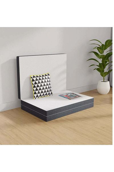 Comfy DREAM BELL COMFY PORTABLE WHITE FOLDING KNITTED COTTON MATTRESS WITH BLACK BORDER 180 X 90 X 10CM