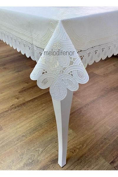 polset Lace Duty Pvc Oilcloth, Ready Pattern and Erasable Tablecloth