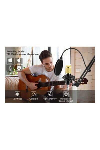 COOYA Professional Condenser Microphone Bundle with Live Sound Card,Studio Recording & Broadcasting Set