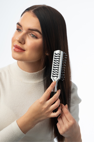 Vepa Perie de păr Silver 345 - Elite Air, mâner din cauciuc, antistatică, echilibru ulei