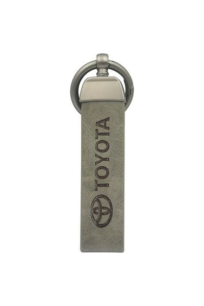 Toyota Car Keychain - PU Leather, Gray, Universal Fit