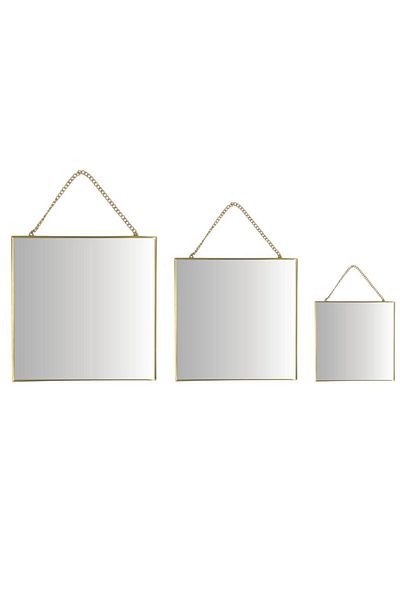 BM GİFT DESİGN Wall mirror, square frame, gold color - set of 3 pieces 20/30/35cm