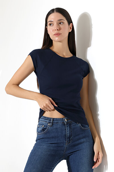 Endies Βαμβακερό χτενισμένο Lycra Rib Ραφή Λεπτομερές Raglan Sleeve Cotton T-...