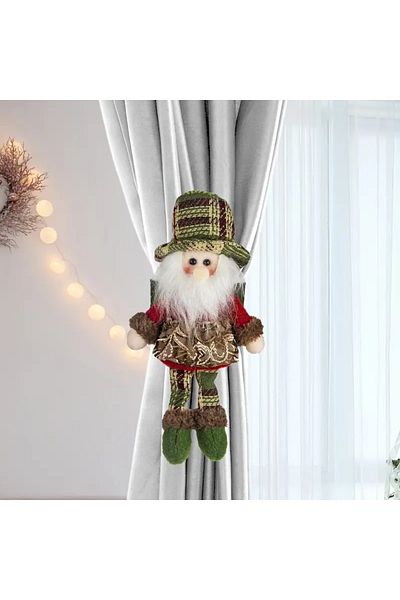 Dodemert Home Festive Santa Claus Plush Polyester Curtain Holder & Curtain Tie 1Pcs