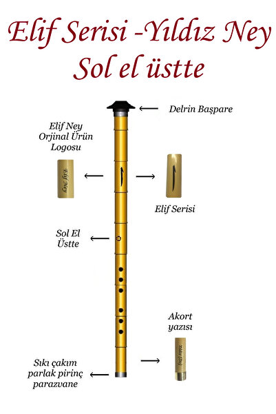 elif ney Elif Serisi Yıldız (DO) Ney, Sol El Üstte Ve Anahtarlık