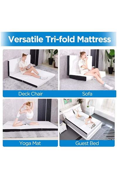 Comfy DREAM BELL COMFY WHITE FOLDING PORTABLE MATTRESS WITH BLACK BORDER 180 X 90 X 10CM