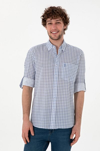 U.S. Polo Assn. Men's Light Blue Long Sleeve Shirt 50300203 -Vr003