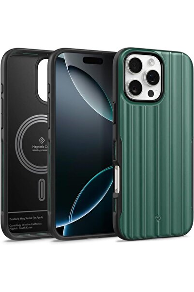 Spigen Dual Grip Mag for iPhone 16 Pro MAX case [MagSafe compatible] Military Grade - Jade Green