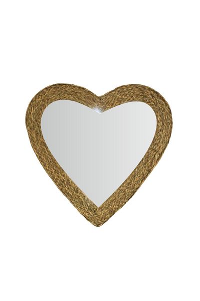 BM GİFT DESİGN Wall mirror, heart-shaped, braided frame, 62 cm
