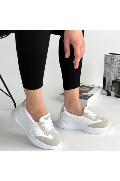 TUGERDİ حذاء رياضي نسائي من Tugerdi ذو رباط جلدي خفيف ونعل عريض TGY 2398112618