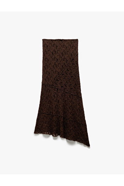 Koton Асиметрична миди пола с дантела и подплата