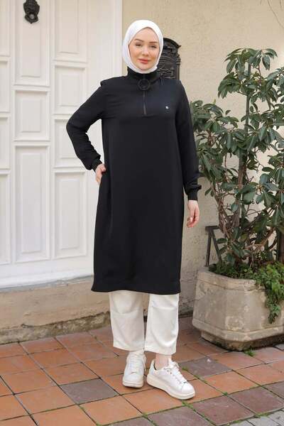 Armine TREND 2025 Yeni Sezon Ribanalı Fermuarlı Krep Kumaşlı Tunik 25DSB460 M...