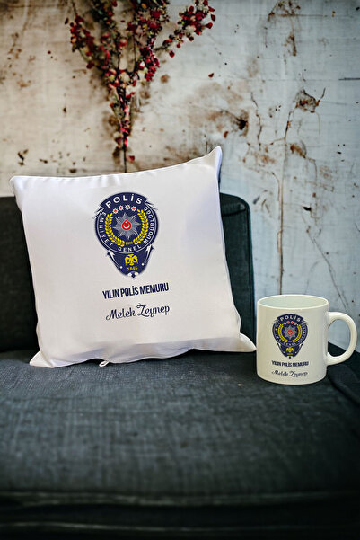 Hediyelen Yılın Polis Memuru Kupa Bardak ve Yastık Set