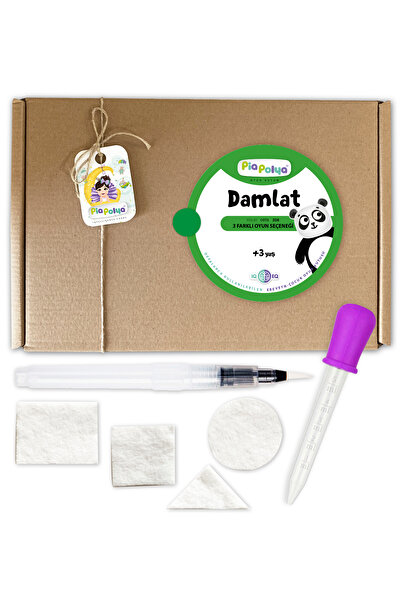 piapolya Oyun Kutum Damlat | 6 Renk Parmak Boya | Boya Önlüğü | Damlalık | Tutkal | Fırça | Oynar Göz