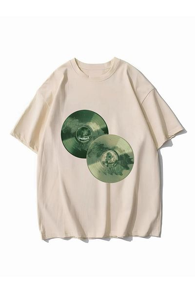 weywot Ariana Grande "Positions" Album Front/Back Printed Oversize Beige T-Shirt