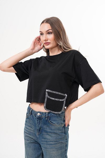 Figo Basic Pocket Detailed T-Shirt