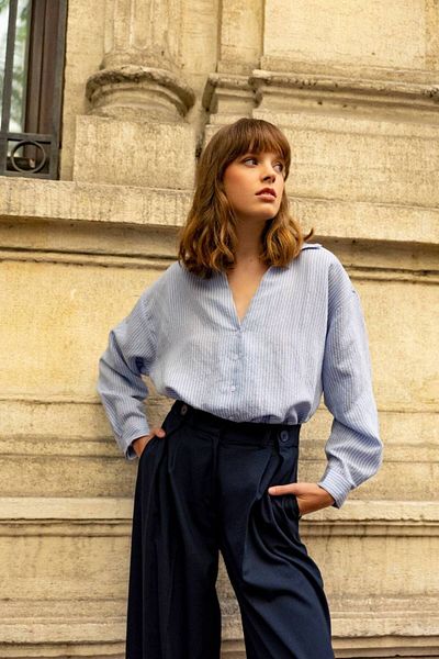 dml giyim STRIPED OVERSIZED SHIRT
