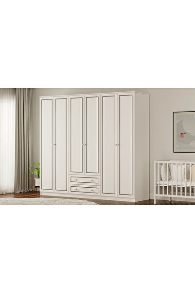 Rabi Grey Country 6 Kapak 2 Çekmeceli Gardırop