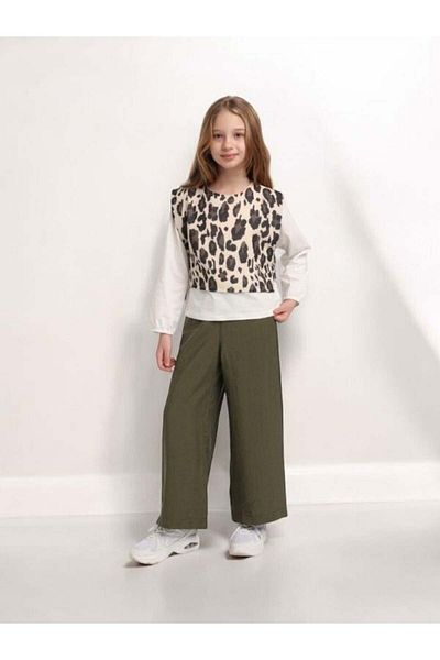 Zekids Girl's Leopard Blouse Trousers Set