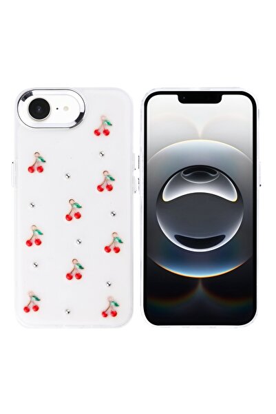 UnDePlus Apple iPhone 16E / 17E Kılıf Kabartmalı Kelebek-Kiraz-Çiçek Dizayn Ş...