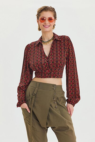 Los banditos Сорочка з коміром на ґудзиках, укорочена блуза