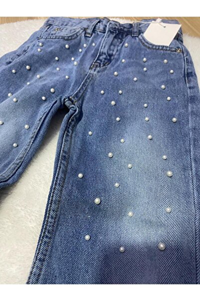cgboutiquestylekids Boncuk Detaylı Kız Çocuk Jean Pantolon