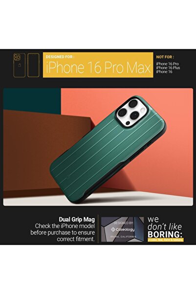 Spigen Dual Grip Mag for iPhone 16 Pro MAX case [MagSafe compatible] Military Grade - Jade Green