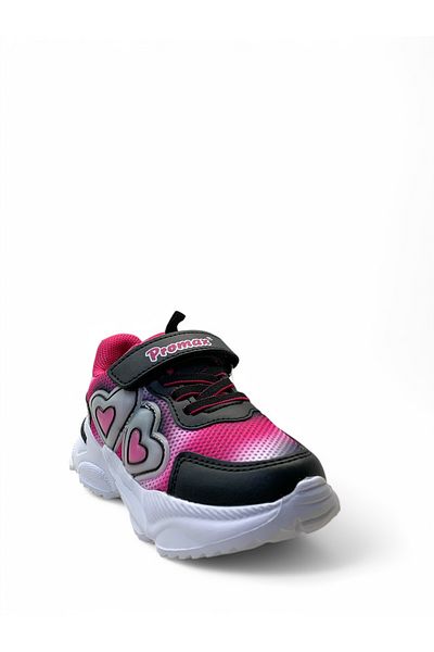 Promax 1848 Orthopedic Girl's Black/Fuchsia Comfortable Lighted Sneaker