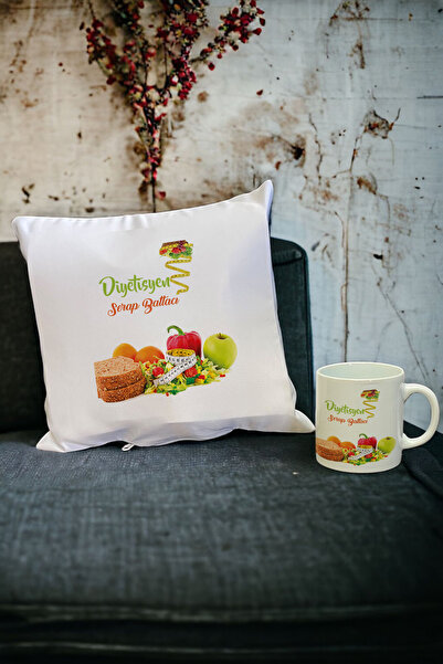 Hediyelen Diyetisyene Hediye Kupa Bardak ve Yastık Set 002