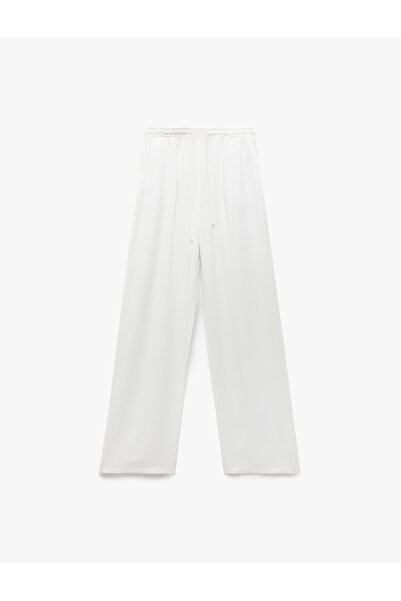 Koton Παντελόνι βισκόζης με φαρδύ πόδι με κορδόνια και τσέπες