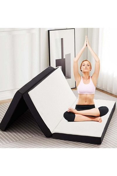 Comfy DREAM BELL COMFY WHITE MEDICATED FOLDING PORTABLE MATTRESS WITH BLACK BORDER 180 X 90 X 10CM