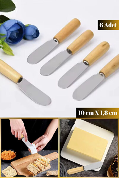 MOBEE 6'lı Ahşap Saplı Kahvaltı Bıçağı Seti | Reçel, Yağ, Sos Sürme Bıçağı Paslanmaz Çelik