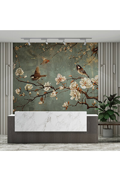 dreamwall İlkbahar Çiçekli Tekstil Yırtılmaz Salon Duvar Kağıdı  Isı ve Ses Yalıtımlı