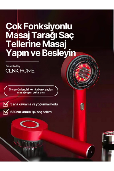 CLNK Bakim Yaği Hazneli̇ Saç Masaj Taraği Mi̇crocurrent Kirmizi Işik Saç Dökülme Güçlendi̇rme Taraği