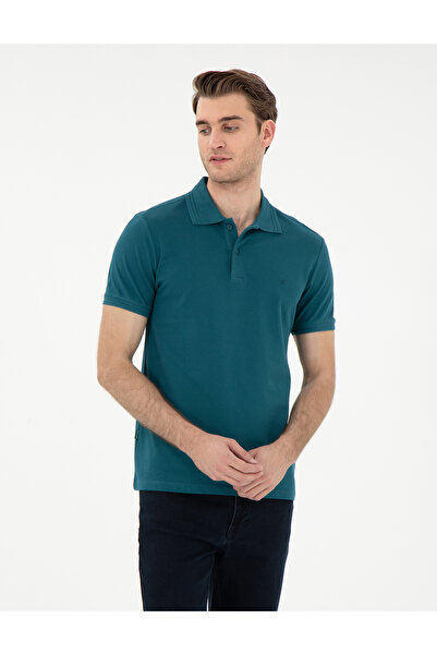 Pierre Cardin Zümrüt εφαρμοστό 100% Βαμβάκι Polo Collar Basic T-Shirt 5030644...