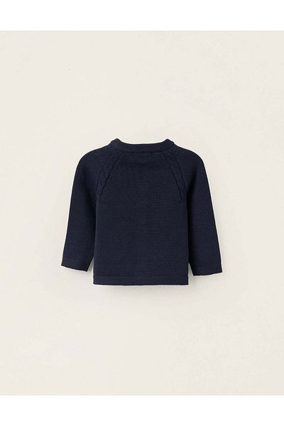 Ziddy Cotton Cardigan for Newborns, Dark Blue