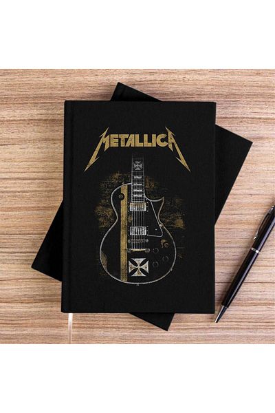 Z zepplin Metallica Guitar Cross Black Canvas Notebook
