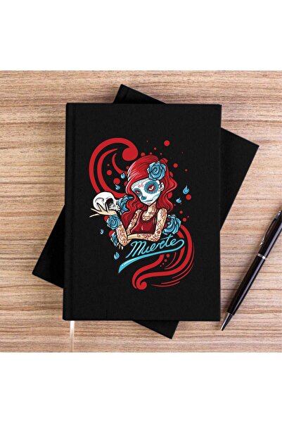 CrowsGate Model Girl With Red Tatto Cartoon Unlined Canvas Notebook