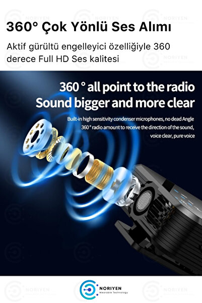 Noriyen Pro Model Ultra Hassas Kablosuz Yaka Mikrofonu Influencer Youtuber Tiktok İçin F11 Mini Mikrofon