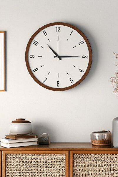 LUPOKRAFT Dekoratif Ahşap Ross Duvar Saati - Siyah & Ceviz MDF Çerçeveli, Mod...