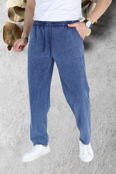 Malerind Linen Raw Cloth Sweatpants with Elastic Waist, for Plus Size
