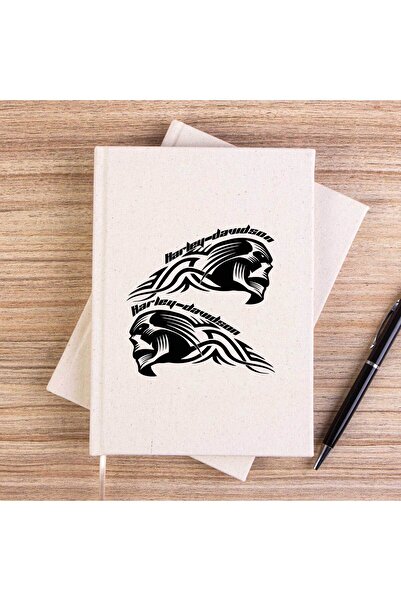 CrowsGate Harley Chopper Skull Text Unlined Canvas Notebook