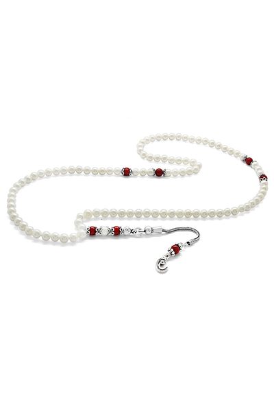 Tesbihane Silver Vav Tasseled 99 Pearl Prayer Beads
