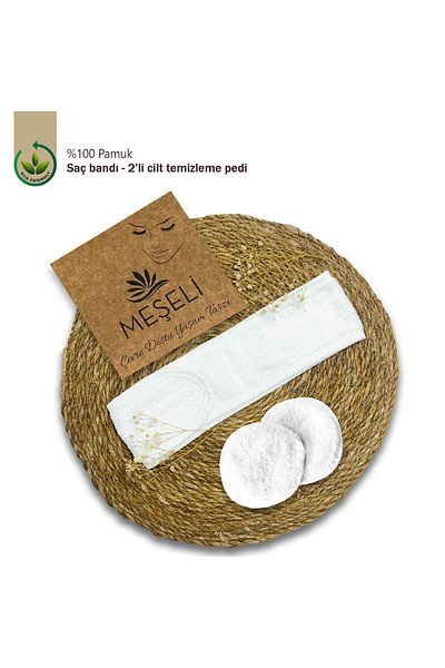MEŞELİ TEKSTİL 1 Pcs Adjustable Velcro Hair Band & 2 Pcs Washable Oval Pad