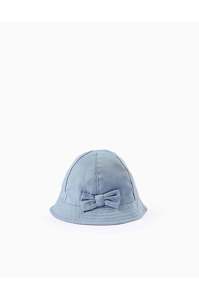 Ziddy Twill Hat with Bow for Babies and Girls, Blue