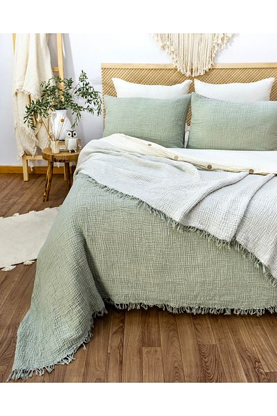 YASEMİNİNEVİ Muslin Bedspread Pique (200X230Cm) + 2 Pillowcases