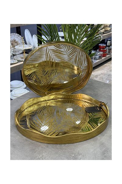 Doğudeko Luxury Polyurethane Acar Tray - 2 Li Mirrored Oval V7