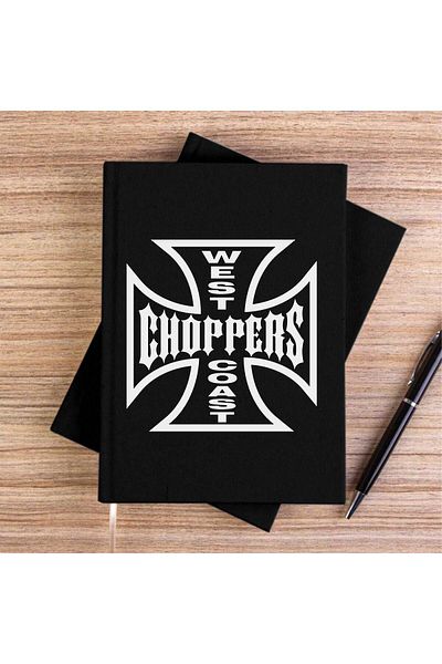 Z zepplin دفتر ملاحظات من القماش الأسود بشعار West Coast Choppers
